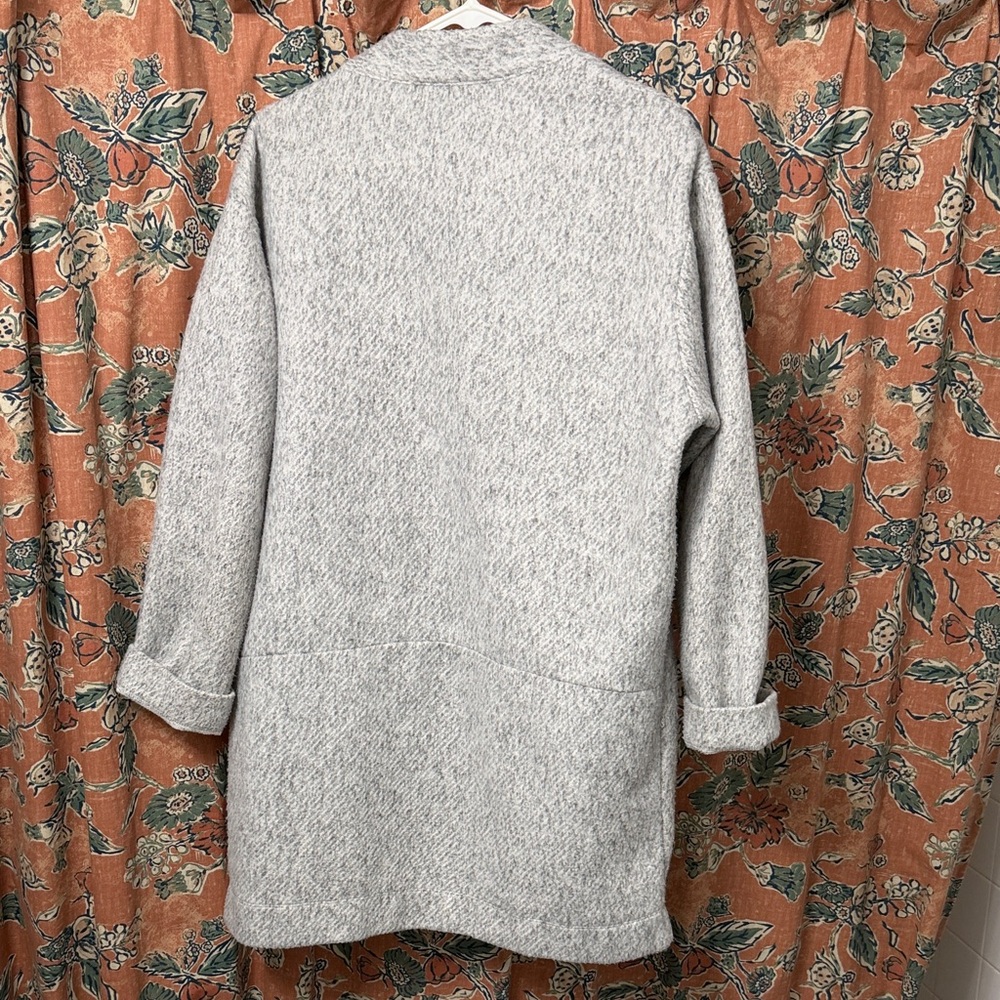 Express Light Gray Open-Front Long Cardigan - Picture 3 of 4